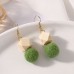 Hexagonal Cube with Yarn Ball Earrings