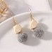 Hexagonal Cube with Yarn Ball Earrings