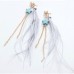 Turquoise Star with Dangling Chain and Grey Feathers Earring