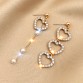 Rhinestone Hearts and Mini White Pearls Earring