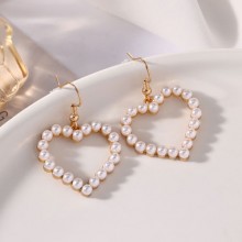 Ivory Pearls in Heart-Shaped Dangling Earring