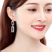 Black Rectangle Ornament with Rhinestones Earring