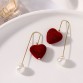 Red Heart with White Pearl Earring