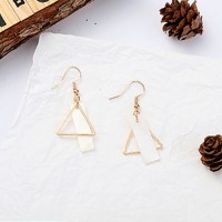 Golden Triangle with Rectangle Pearl-faced Earring