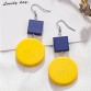 Blue and Yellow Wooden Earring